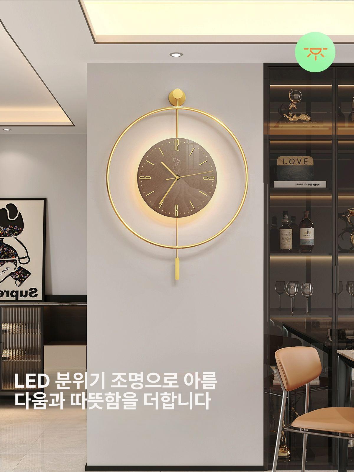 무소음 벽시계 모던 인테리어 벽걸이시계 온습도 무선 가벼운 전자 바르셀로나 시계 원형 - 상세 이미지 3