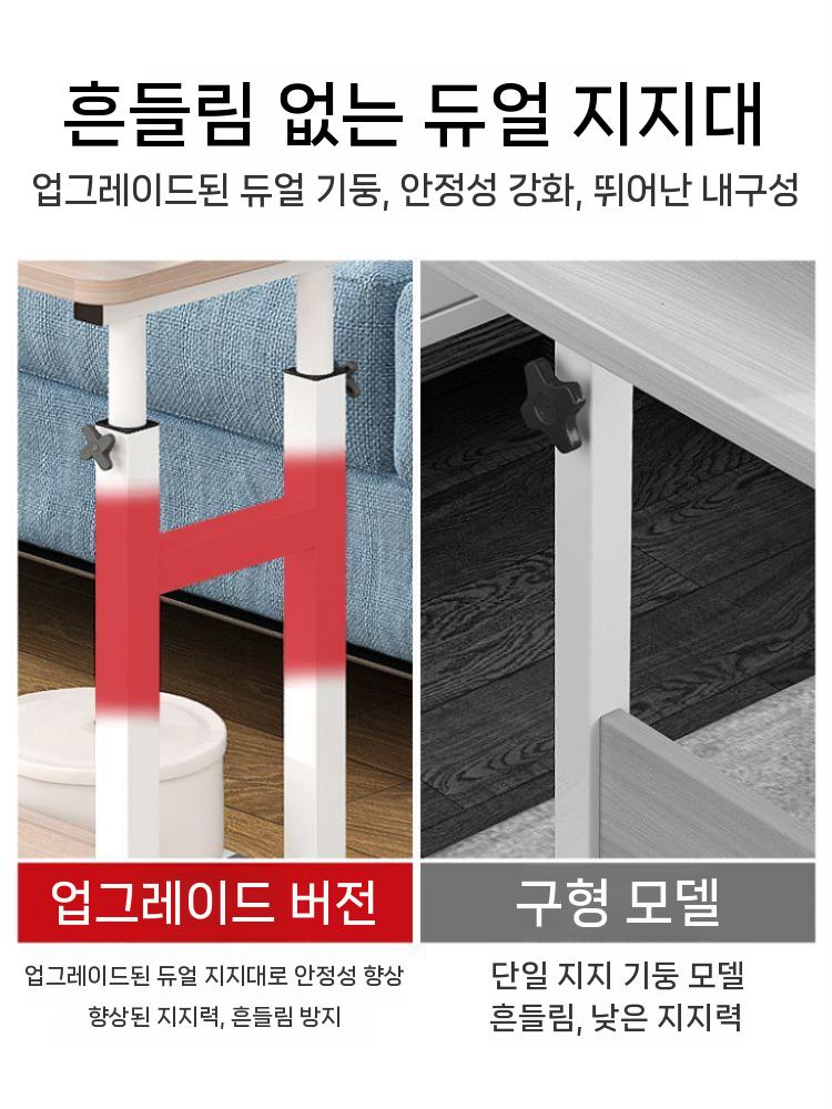보조 책상 이동식책상 80X50 소파 간이 접이식 바퀴 쇼파 선반 60x40x15mm 호랑이 피부색 + - 상세 이미지 3