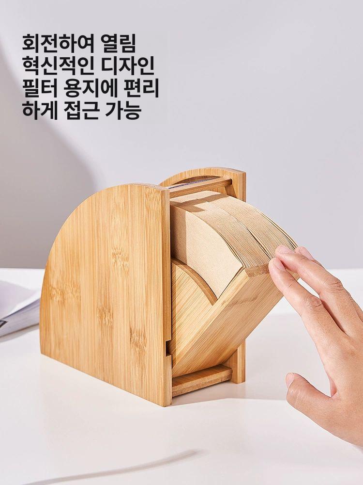 원두 커피필터 보관함 대나무 드립커피 나무 간단한 화이트 홀더 선반 부채꼴 수입 형 수납 - 상세 이미지 3
