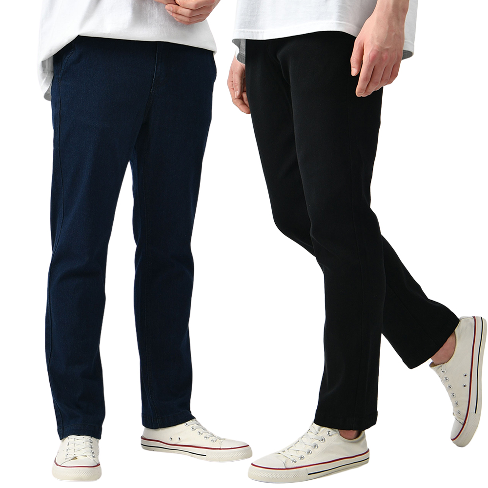 남자 밴딩 청바지 빅사이즈 워싱 일자 진청 블랙 데님 - dark_blue