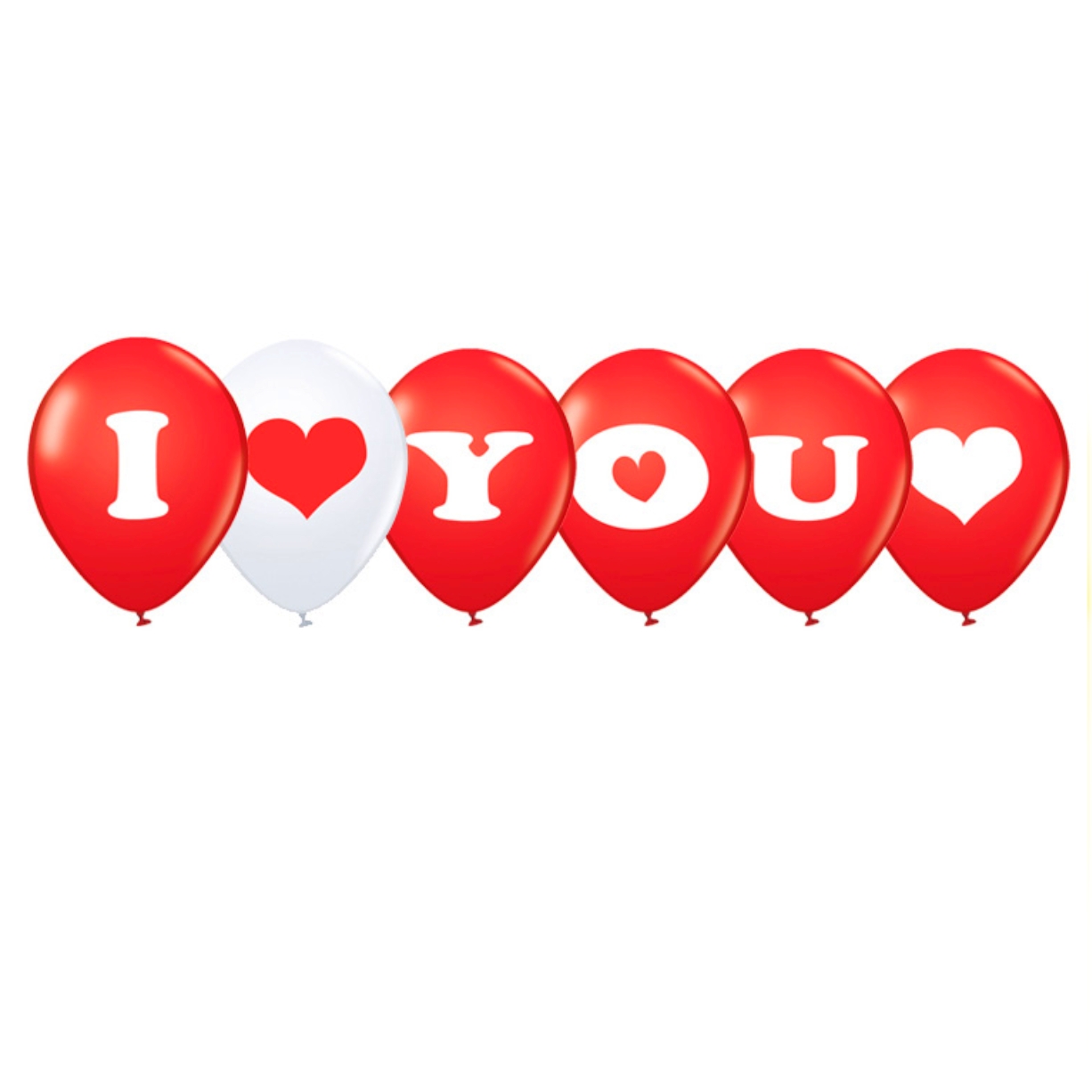 ILOVEYOU커플이벤트하트풍선 레터링인쇄배경장식이벤트풍선 흰색파티용품 6개입 - 상품 이미지