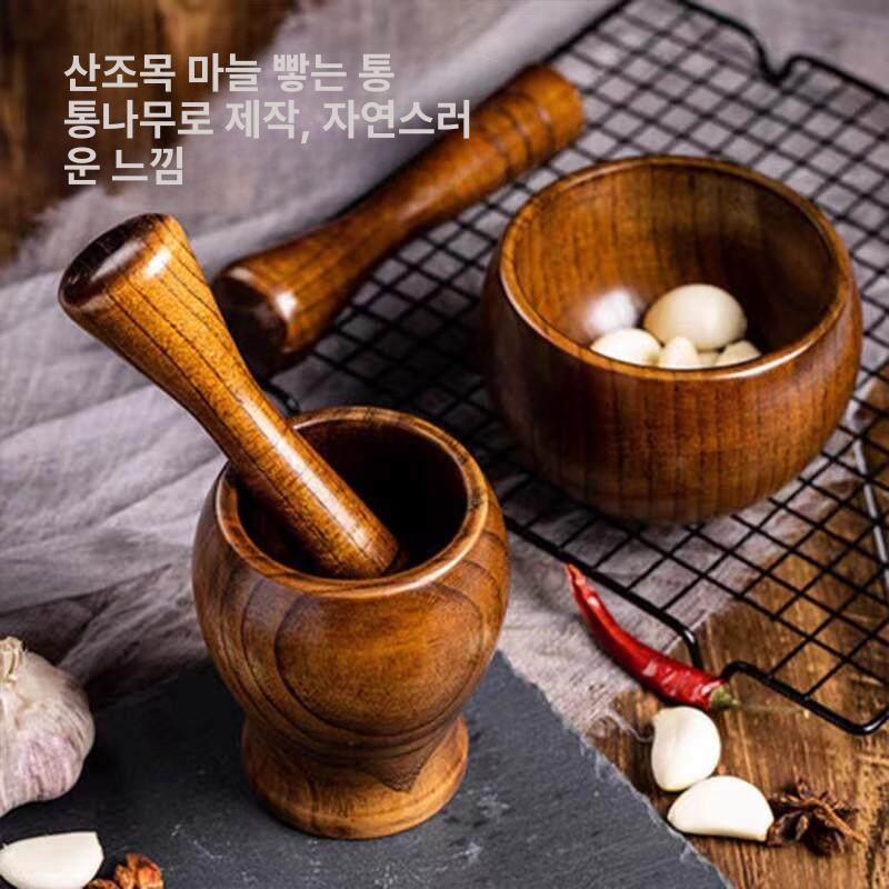 원목 절구통 마늘빻기 소형 원색 가정용 마늘다지기 아카시아 마늘절구 깨갈이 우드 나무 - 상세 이미지 5
