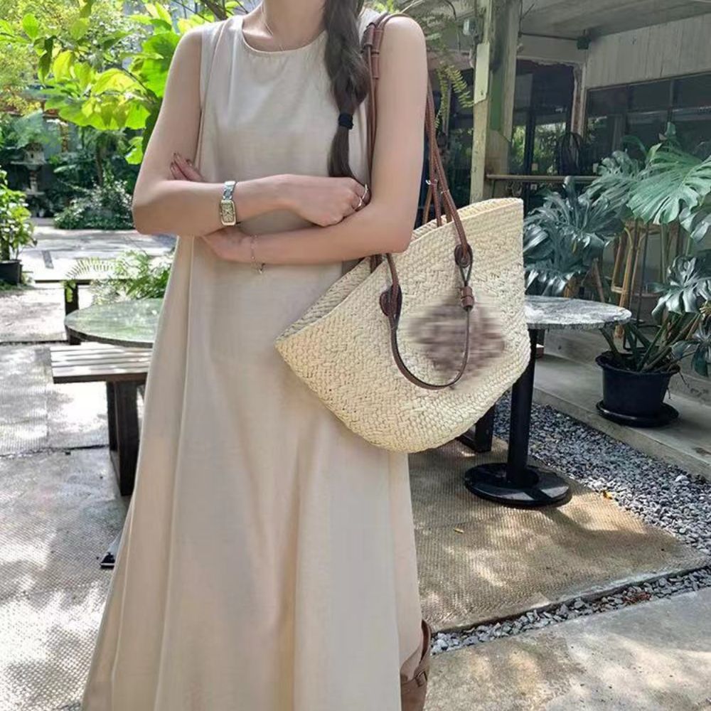 백슬릿 맥시 나시 롱 원피스 UJS-064 - 블랙