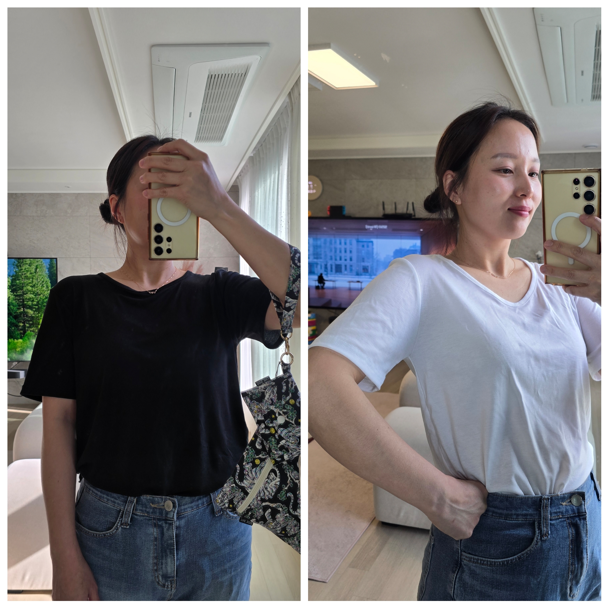 기본에 충실한 텐셀 티셔츠 브이넥 라운드넥 - 상품 이미지