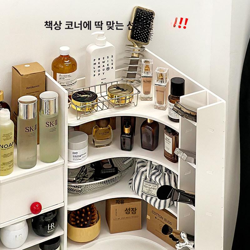 틈새 화장품선반 코너형 우드 공간 거울 오크 작은 안방 화장품 나무 화장대 좁은 정리함 - 상세 이미지 4