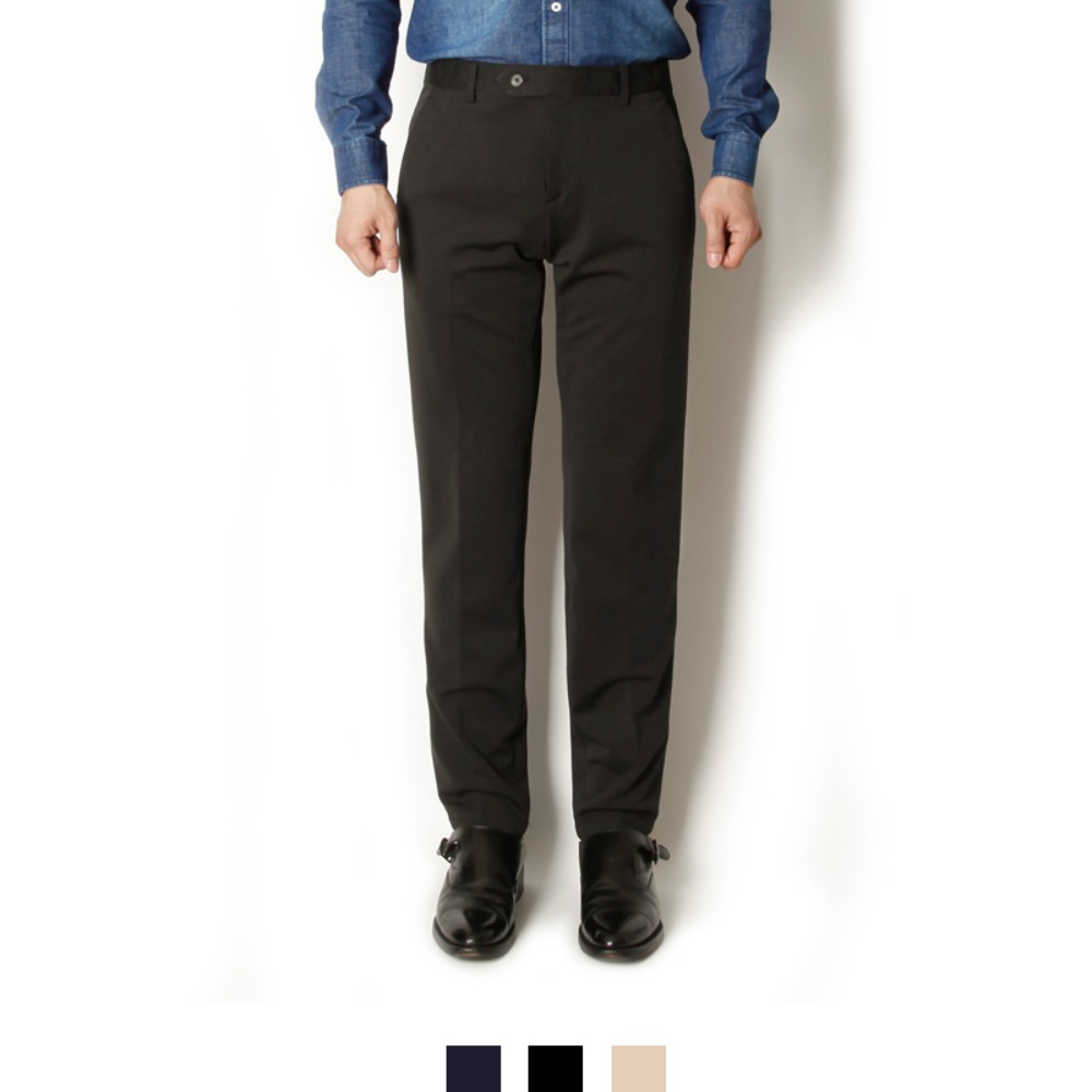 남자 정장 슬랙스 슬림핏 스판 데일리 바지 - 베이지