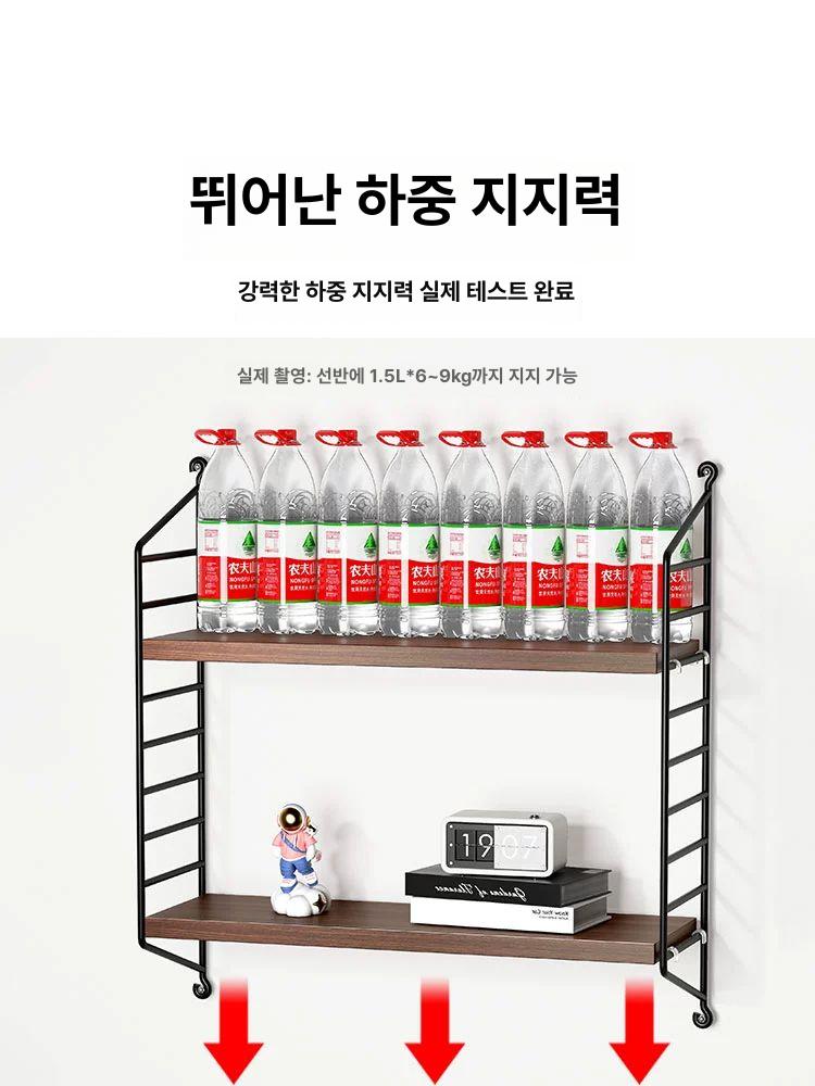 철제 선반 벽걸이 북유럽 주방 원목 선반장 북유럽풍 벽걸이선반 모듈 블랙 수납 다용도 - 상세 이미지 4