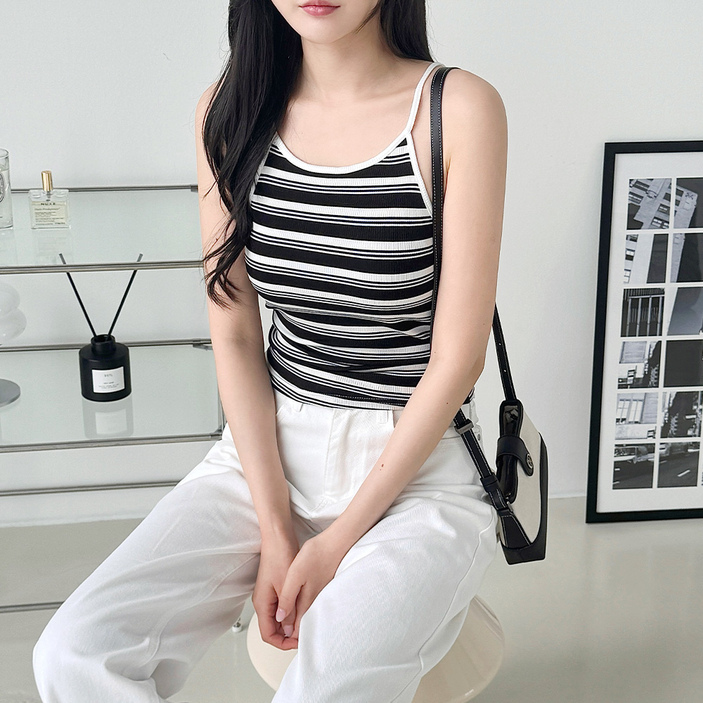 SD-262036 캡내장 스트라이프 멜로니스 나시 이너티 - 검정