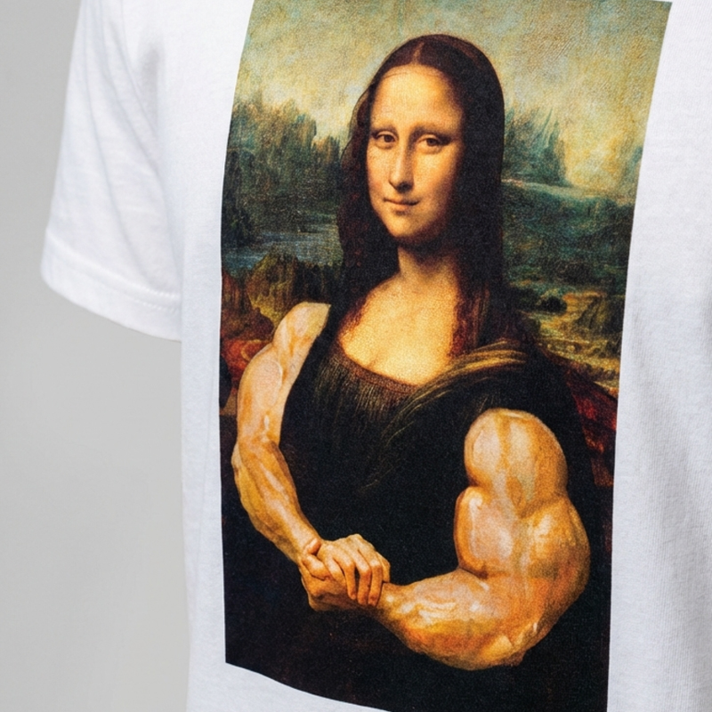 헬창 모나리자 티셔츠 킹받는 선물 쓸모없는 쓸데없는 재미있는 웃긴 옷 - 블랙