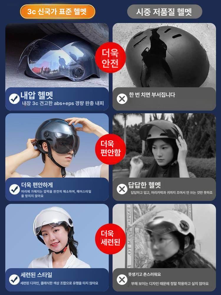빅사이즈 헬멧 반모 경량 여름용 바이크 오픈페이스 레트로 고글 하프 오토바이 반모헬멧 빅 - 상세 이미지 5