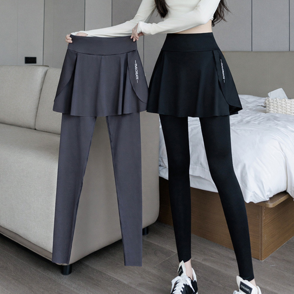 스커트9부레깅스 여성레깅스 운동복 요가복 필라테스 - 블랙