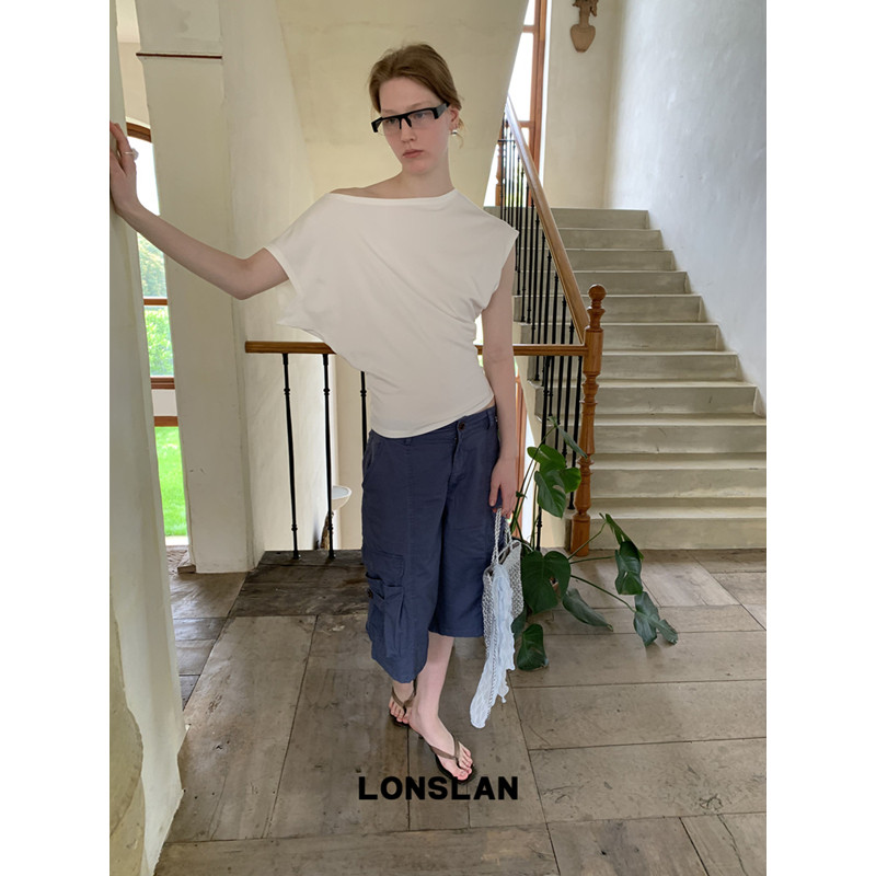 LONSLAN 론슬란 버뮤다팬츠 카고 와이드 카프리팬츠 - 상세 이미지 4