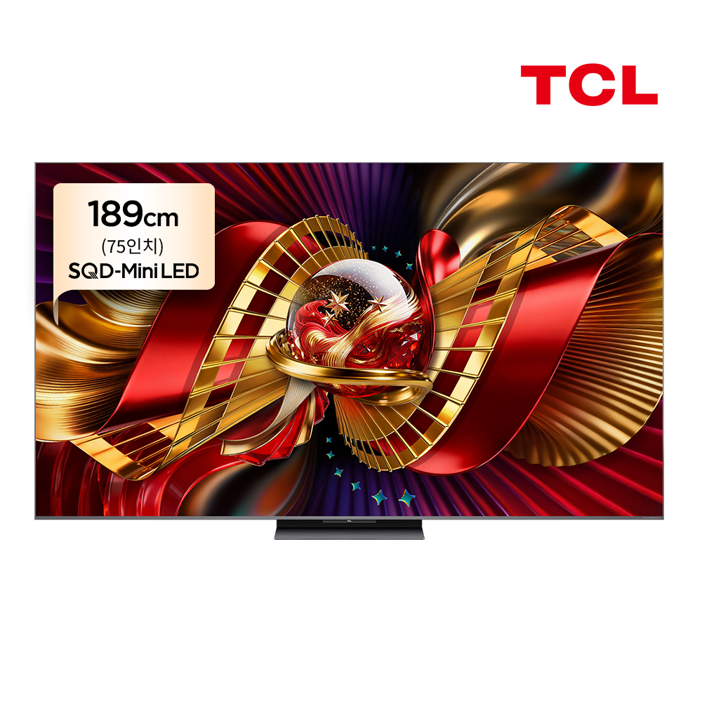 TCL 75C8L 프리미엄 4K SQD-Mini LED 구글 TV 75인치(189cm) 정면 제품 사진
