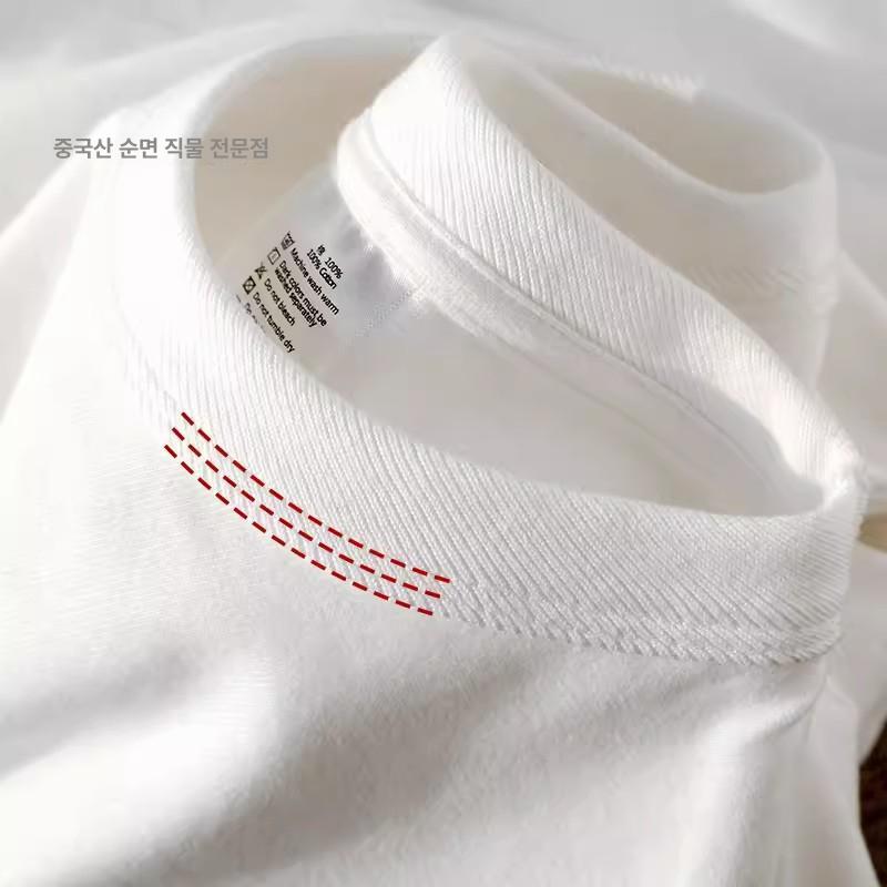 순면 화이트 남녀공용 반팔 티셔츠 커플용 데일리 티 스노우화이트 M[추천 60-70kg] - 상세 이미지 2