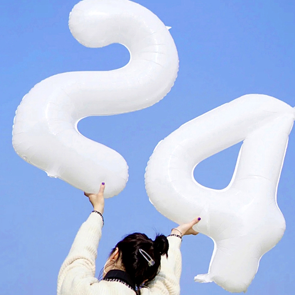 매트화이트 생일나이숫자풍선 아기300일숫자장식풍선 흰색 40인치 - 상품 이미지
