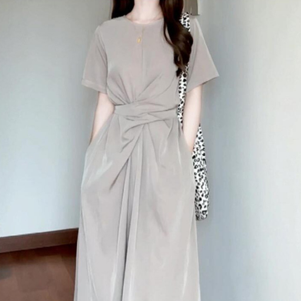 여성스러운 편한 데일리 롱 원피스 - 2컬러 - 베이지