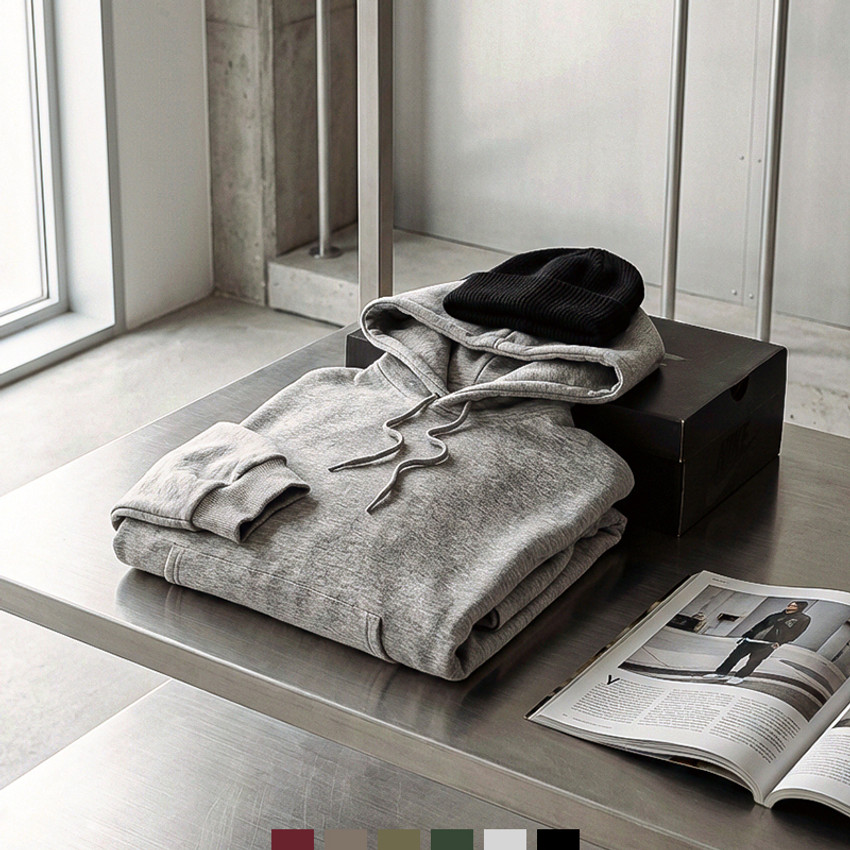 남자 오버핏 후드티 봄 맨투맨 후드티셔츠 20대 30대 40대 데일리 루즈핏 후디 - 그레이