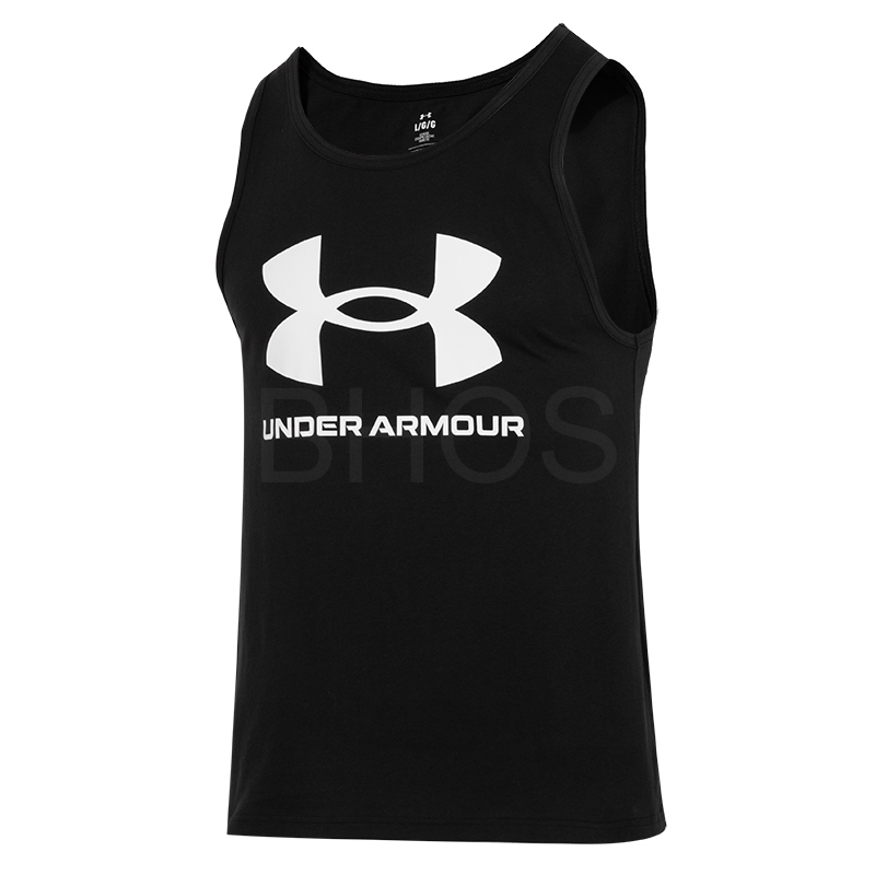 언더아머 UA SPORTSTYLE LOGO TANK Black White