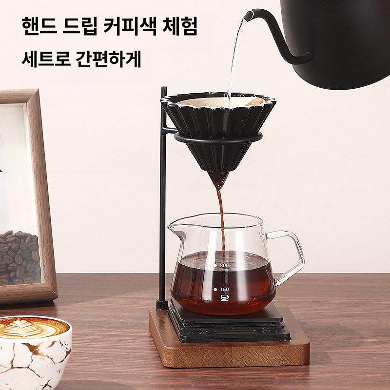 커피 드립퍼 홀더 빈티지 높이 컵 베이스 드리퍼 원목 필터 휴대용 핸드드립 푸어 방지 - 상세 이미지 5