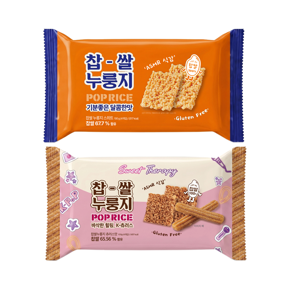 찹쌀 누룽지 쌀과자 POP RICE 스낵 반반 스위트츄러스, 100g, 28개 - 상품 이미지
