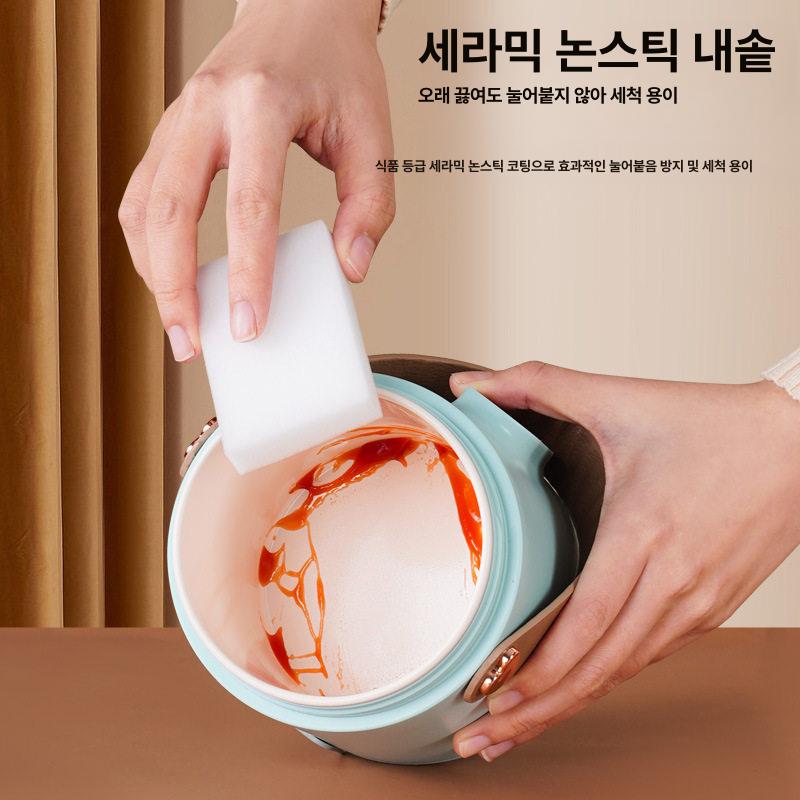 휴대용 멀티쿠커 사무실 세라믹 전골 멀티 보일러 미니 보온 다기능 전기 캠핑 스튜 - 상세 이미지 5