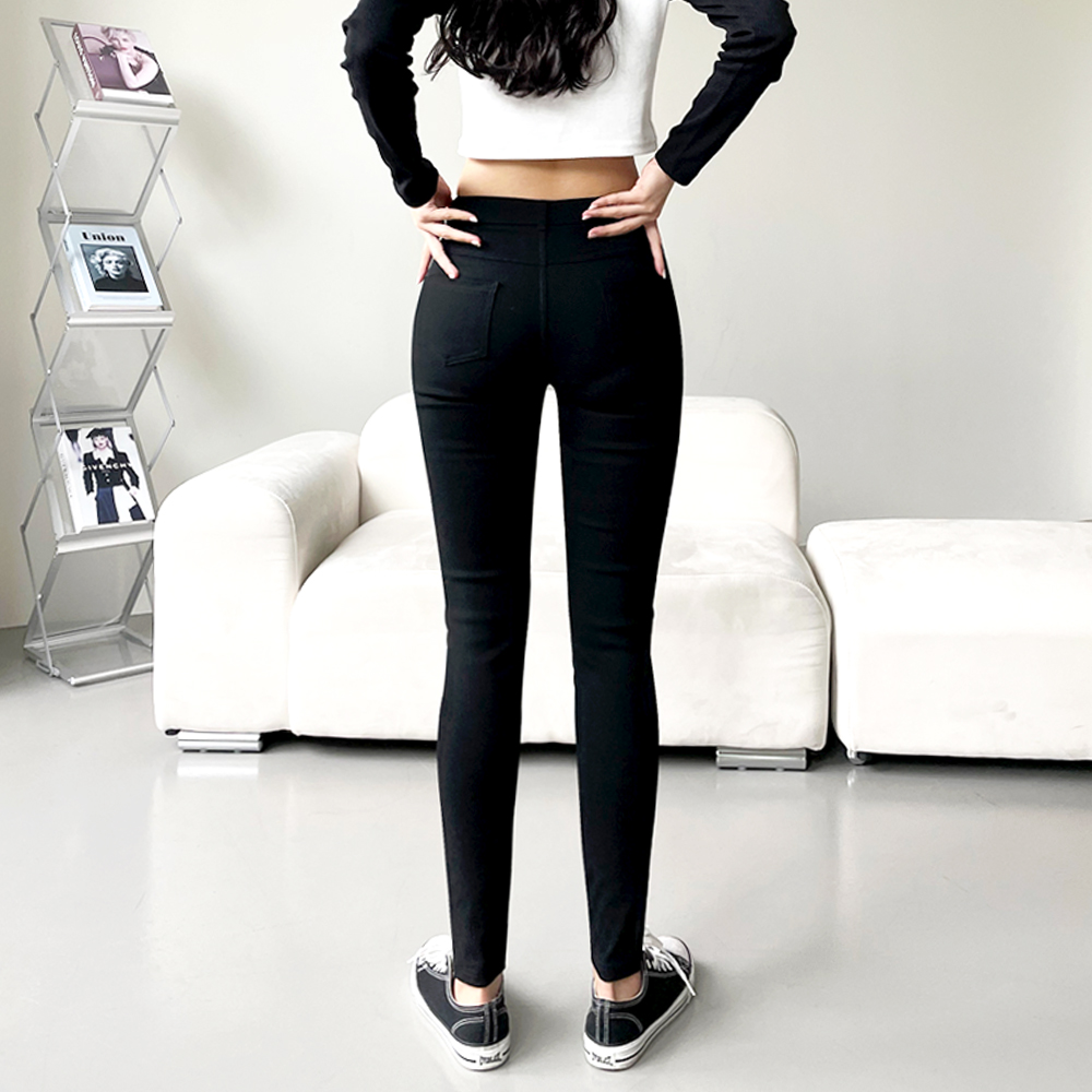 JB-1007290 여성 비카 데일리 스판 스키니 팬츠 - 화이트