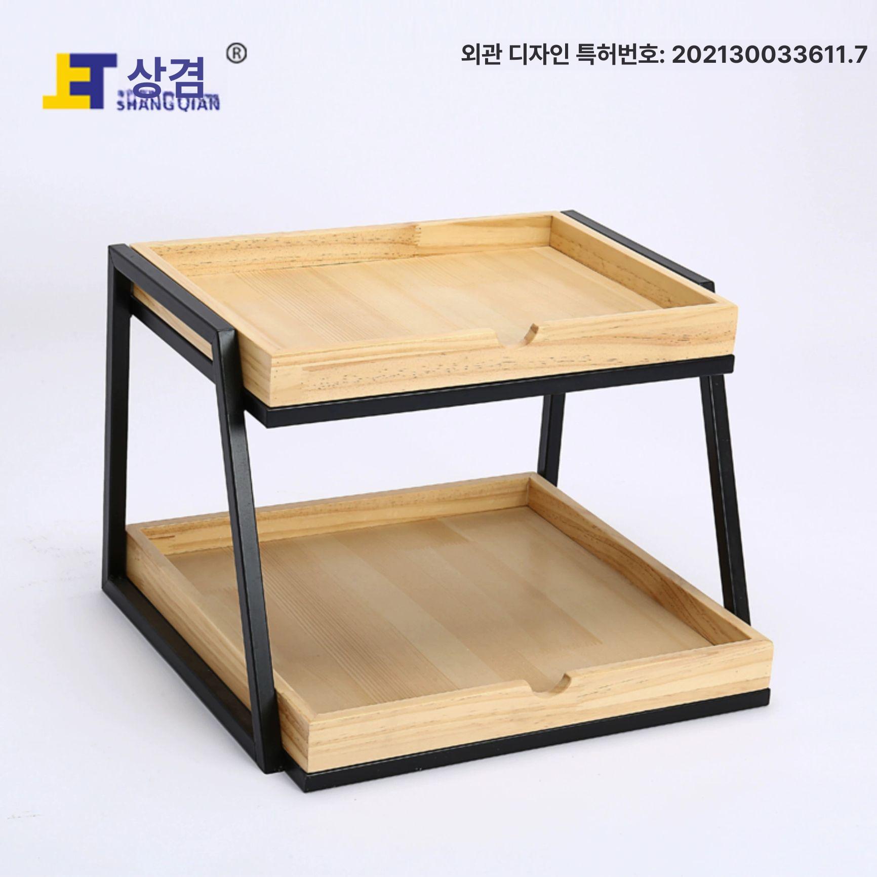 베이커리 선반 스탠드 2단 디스플레이 바스켓 원형 디저트 빵매대 쿠키진열대 조립 - 상세 이미지 2
