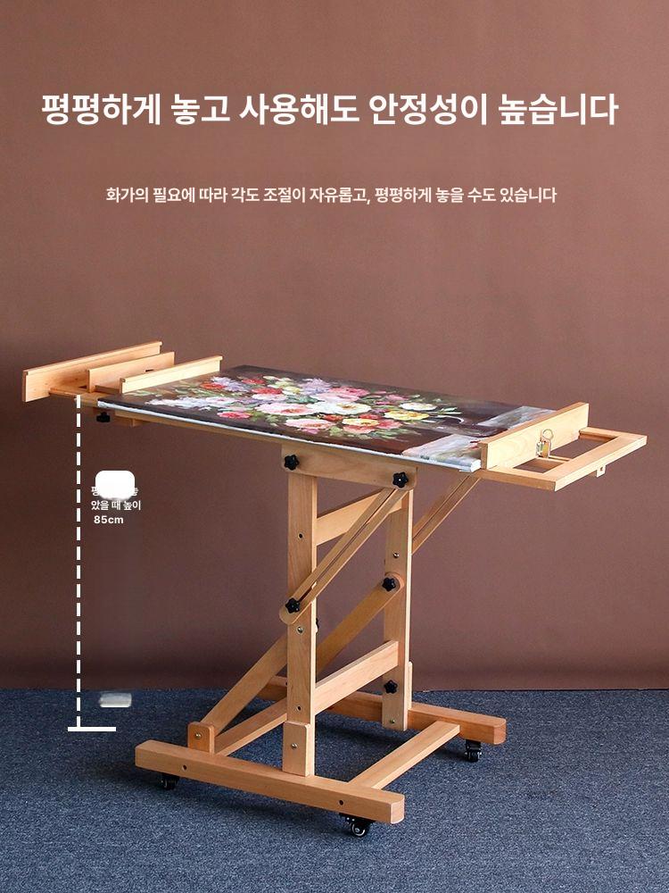 나무 이젤 거치대 대형 접이식 작업대 이동식 테이블 서랍 나무이젤 전문가용 드로잉 전시회 이미지 6