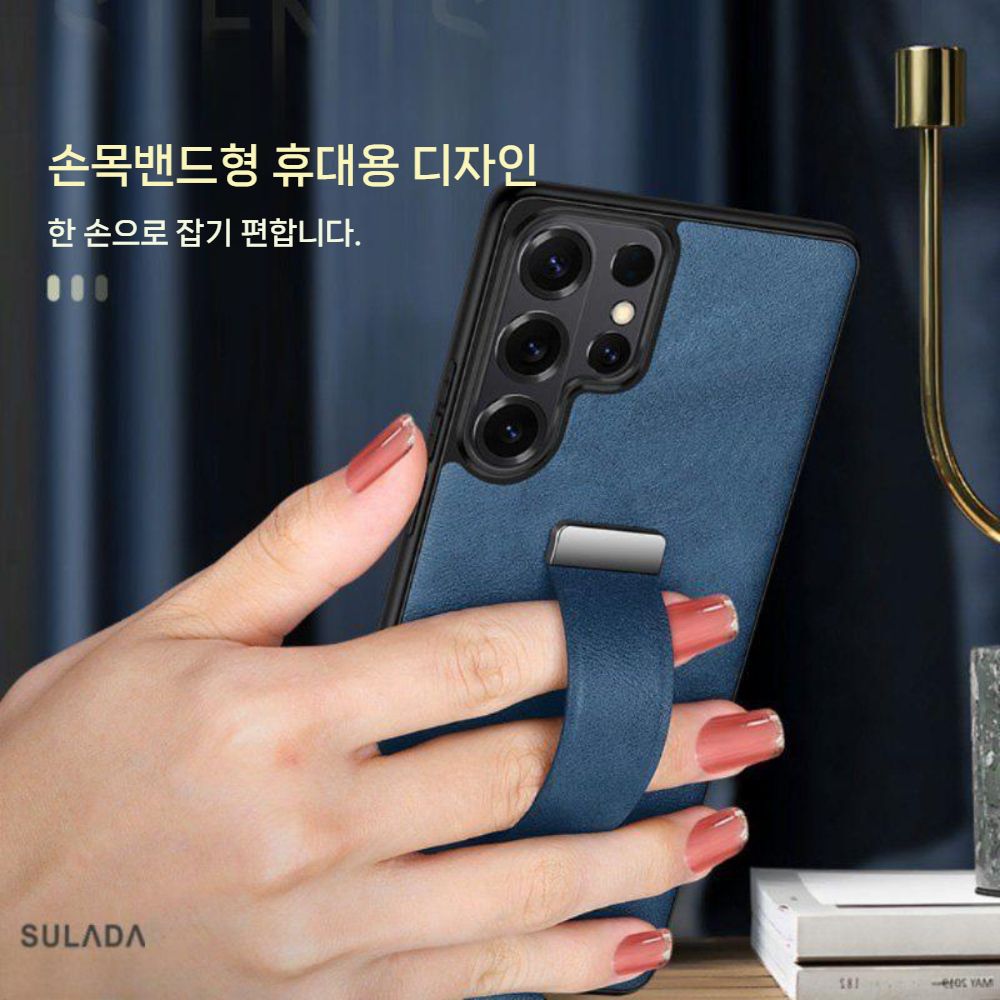 갤럭시s26 울트라 케이스 손목 밴드 거치대 가죽 패턴 그립링 렌즈 보호막 - 상세 이미지 4