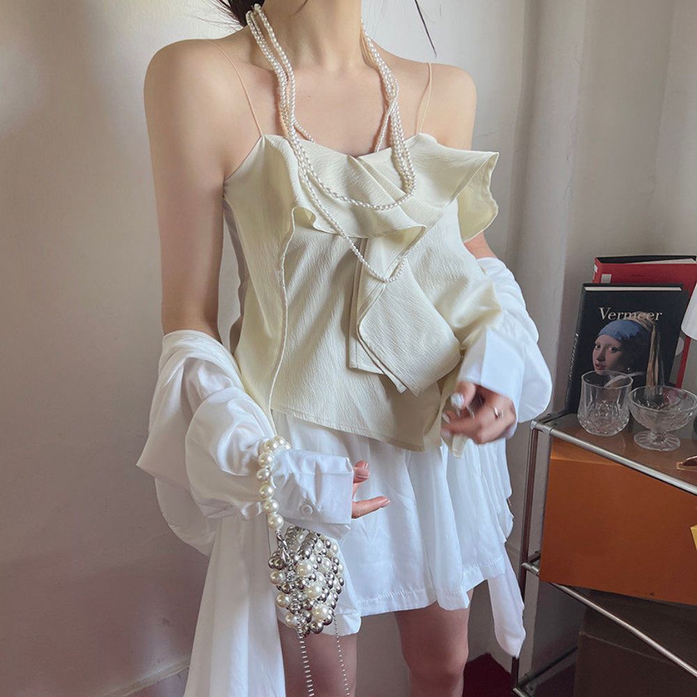 프릴 뷔스티에 나시 블라우스 JSD-1007959 - 브라운