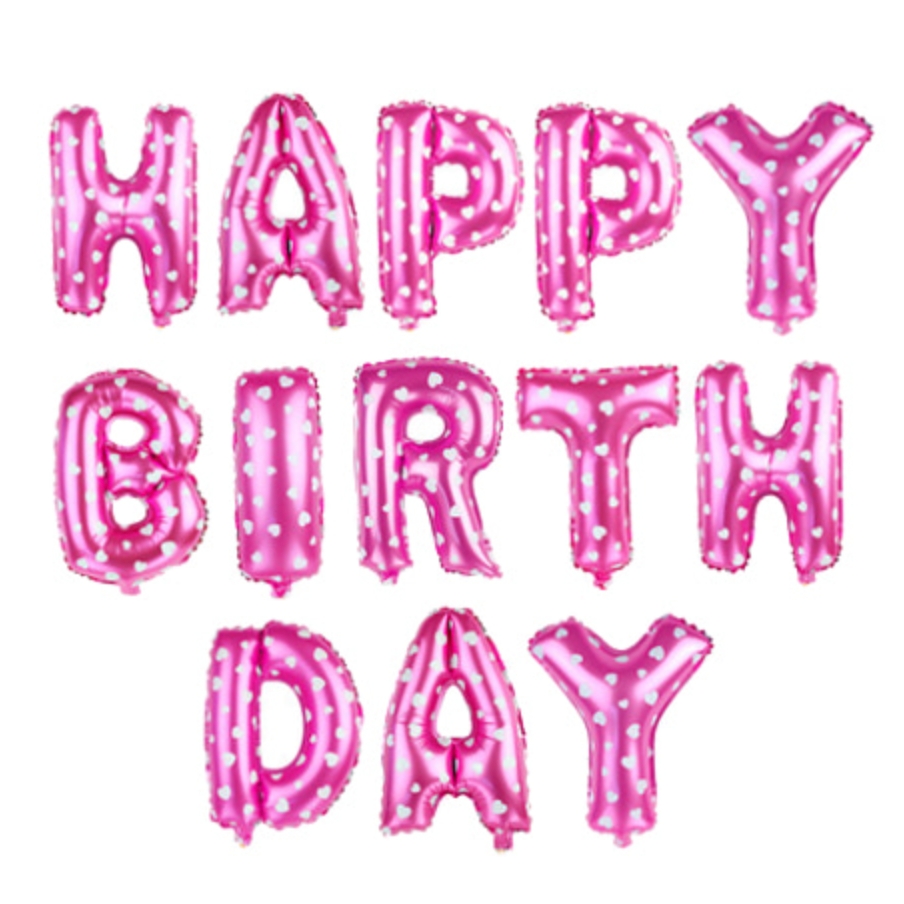 영문은박 하트도트생일파티용생일풍선 핑크이니셜이벤트용은박풍선 - 상품 이미지