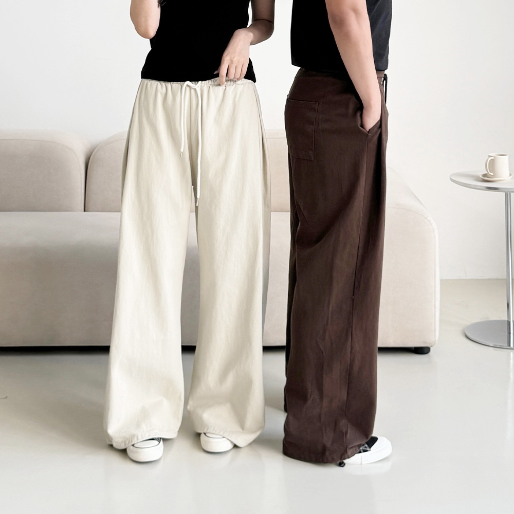 SD-262037 보헨 스트링 카펜더 남녀 와이드 면바지 - 연베이지