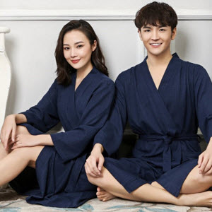 호텔 와플 샤워 가운 목욕 바스 로브 골프가운 라운지웨어 신혼부부선물 홈웨어 로브잠옷 - 상세 이미지 3