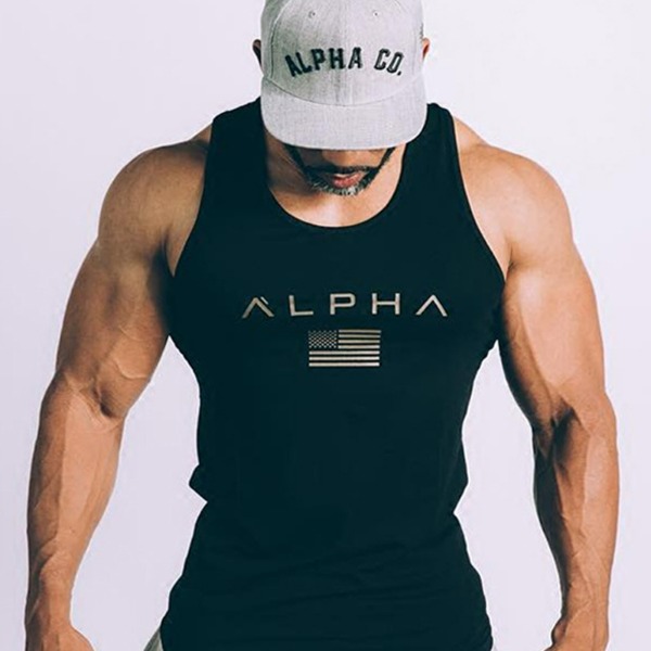 남성 헬스 민소매 티셔츠 - 블랙