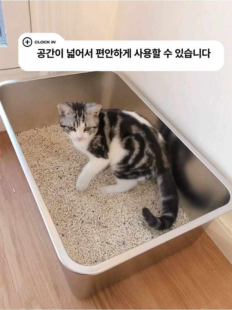 반려동물 화장실 후드형 스테인리스 초대형 대형 밀폐형 스테인레스 배변 스틸 청소 완전 - 상세 이미지 3