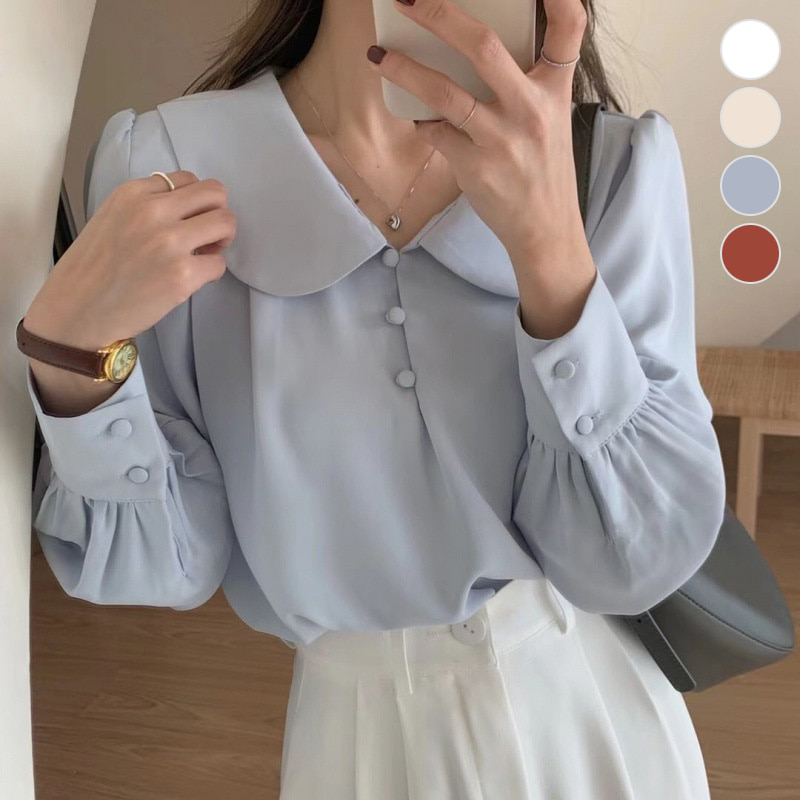 둥근카라 러블리 쉬폰 블라우스LACH5012634 - 상품 이미지