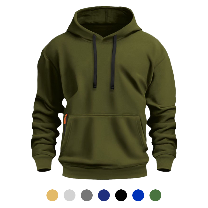 유니바운드 지퍼형 기모후드티 단체복 오버핏 루즈핏 커플티 캐주얼룩 - 카키