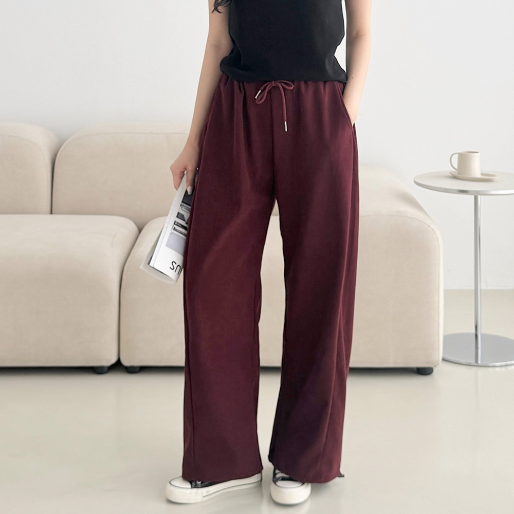 SD-262023 와이드바지 남녀 마스티 골지 사이드턱 - 검정