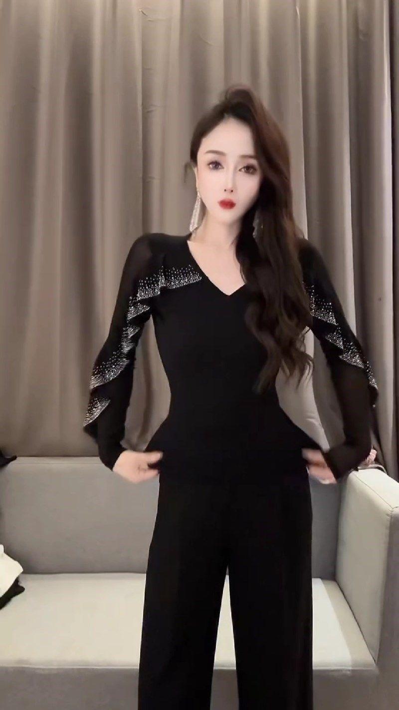 여성 댄스복 라인 긴팔 연습복 상의 블라우스 살사 치마 반팔 라인댄스복 스포츠 라인댄스 - 상세 이미지 5