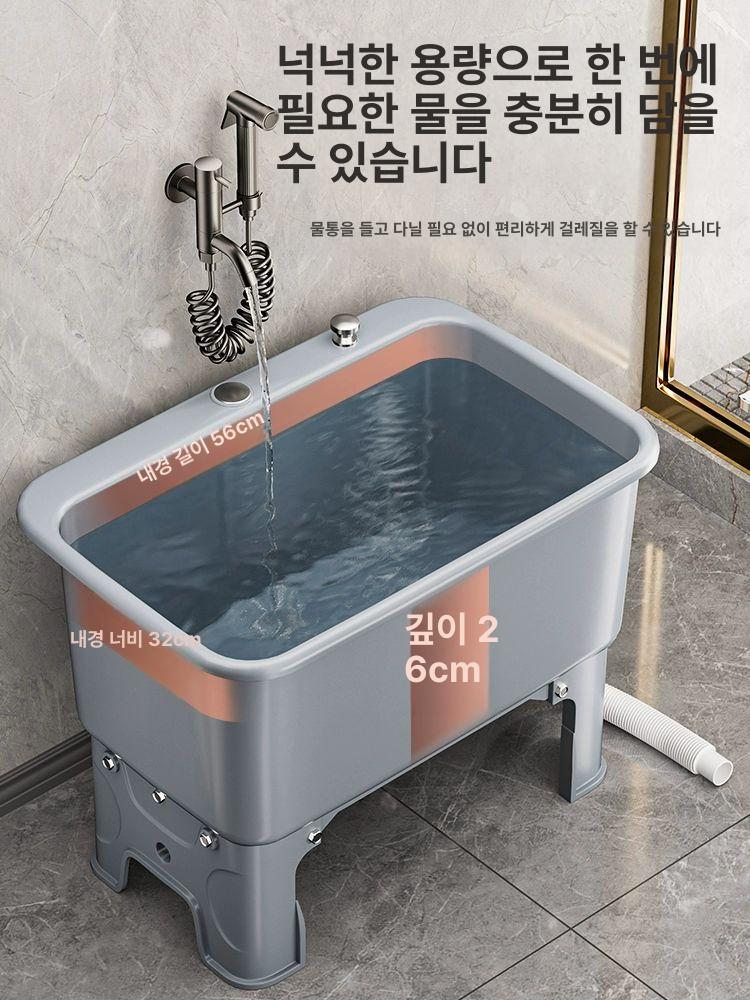 대형 걸레통 세척통 플라스틱 밀대 디럭스 마대 이동식 청소 소형 청소통 양동이 그레이 - 상세 이미지 3