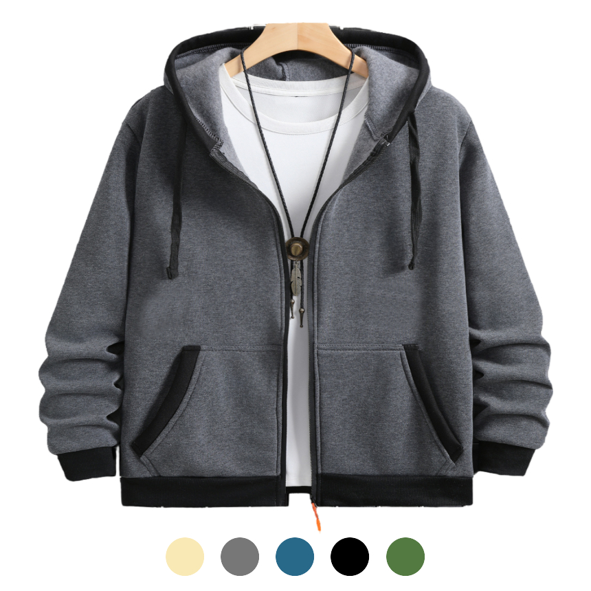 유니바운드 후드집업 봄아우터 간절기아우터 남자긴팔티 루즈핏 캐주얼룩 - 그레이