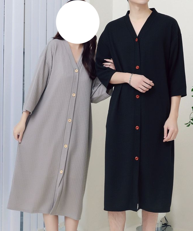 모달 파자마 남성 봄 잠옷 가운 수면복 홈웨어 시밀러 커플룩 롱타입 - 상품 이미지