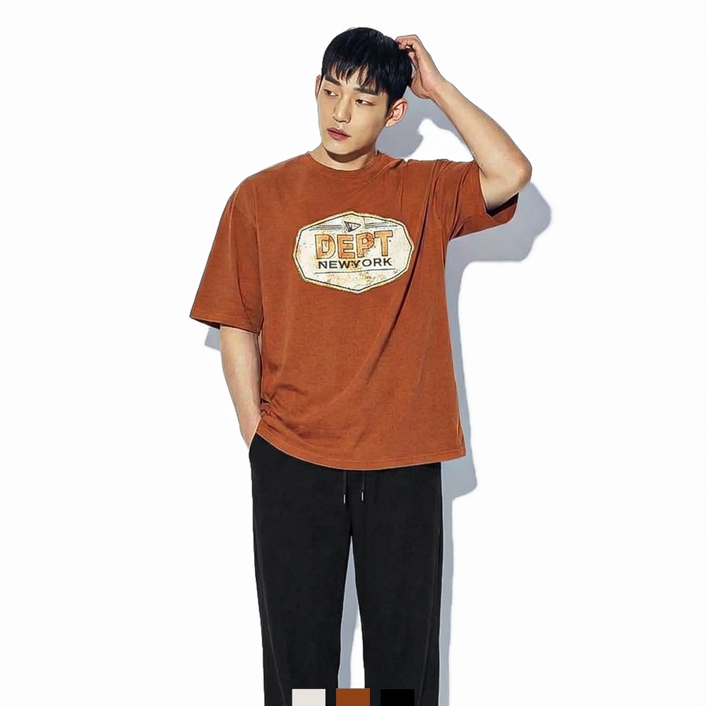 그래픽 반팔티 오버핏 스트릿 티셔츠 여름 반팔 - 블랙