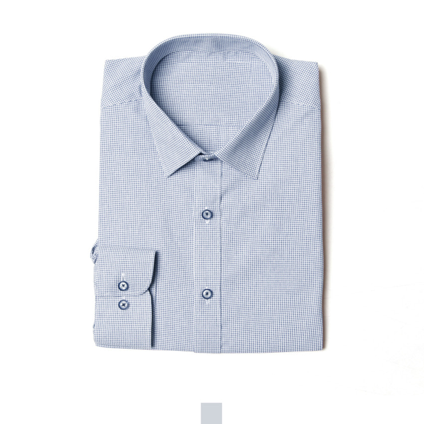 남자 소라색 패턴 셔츠 긴팔 슬림핏 정장 남방 - 소라95