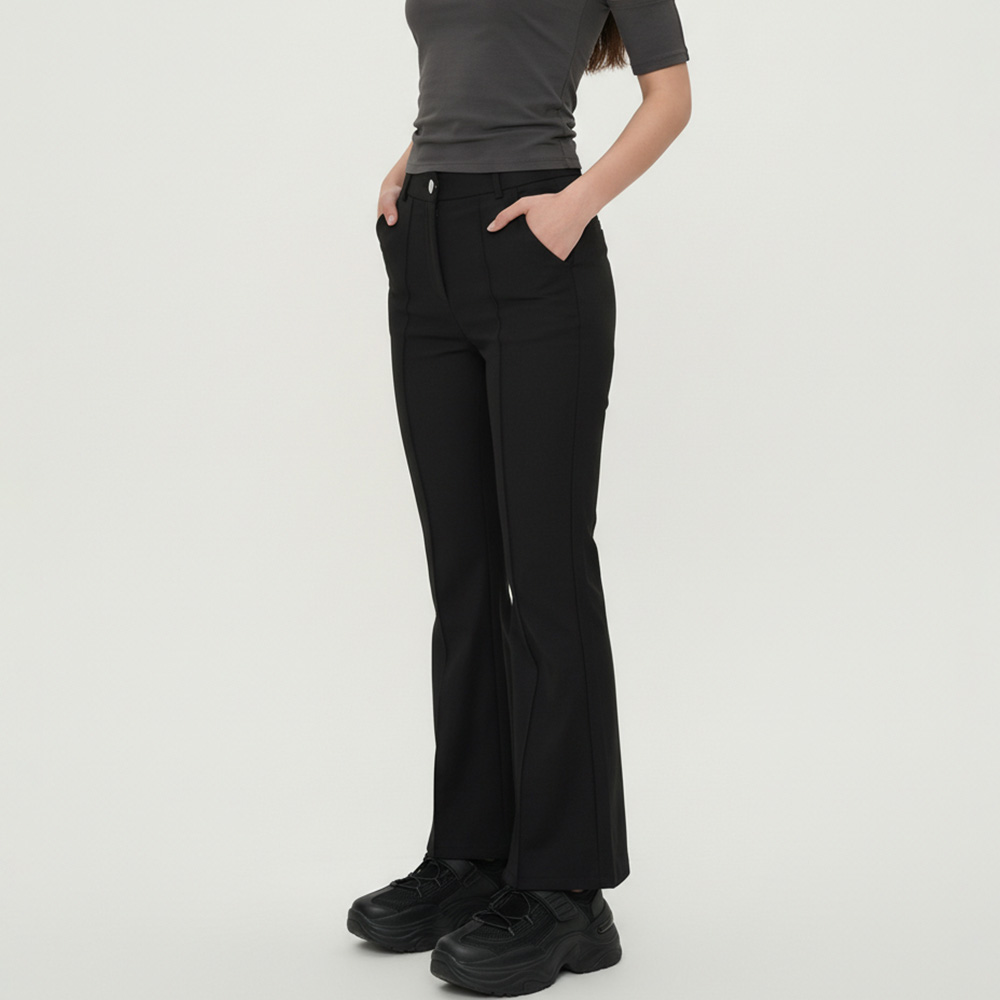 JEB-1007317 여성 롱레그 스판 세미부츠컷 데일리 팬츠 - 블랙