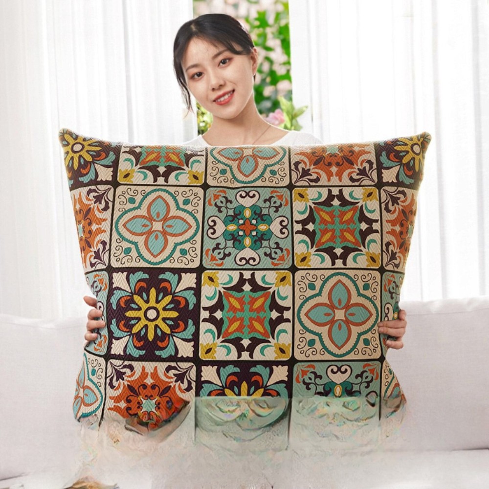 아메리칸 거실 소파 대형 사각 쿠션 커버 고급 등받이 베개 진슈 45x45cm (베개 커버 + 속통) - 상세 이미지 2