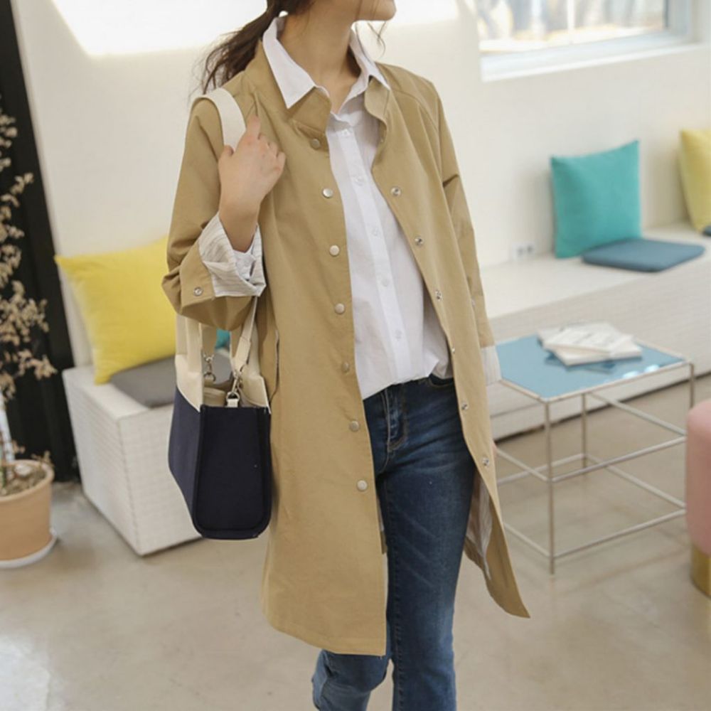 코튼 간절기 야상 롱자켓 HPC-1007864 - 네이비