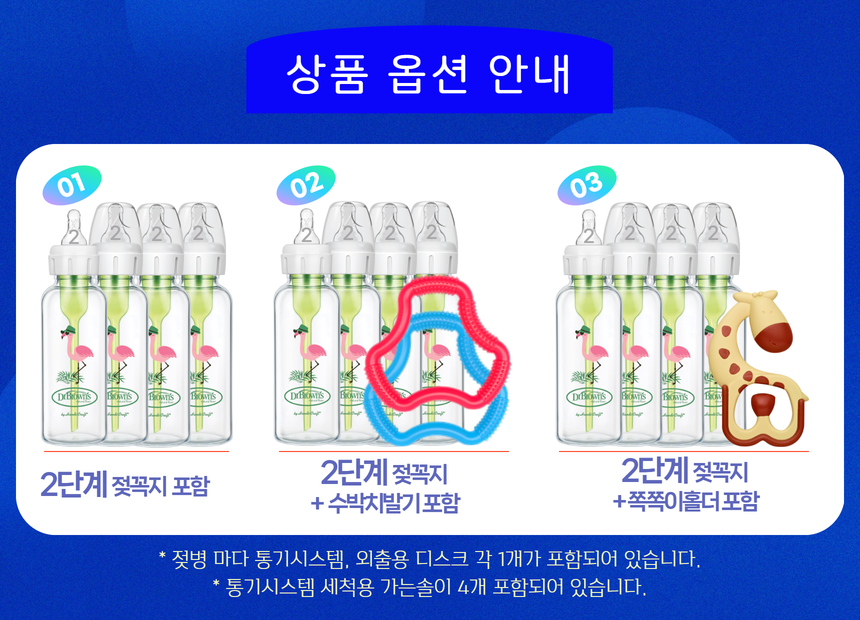 닥터브라운 오피셜 / 유리 데코 젖병 내로우넥 250ml 4개, 2단계꼭지,치발기 옵션선물 이미지 8