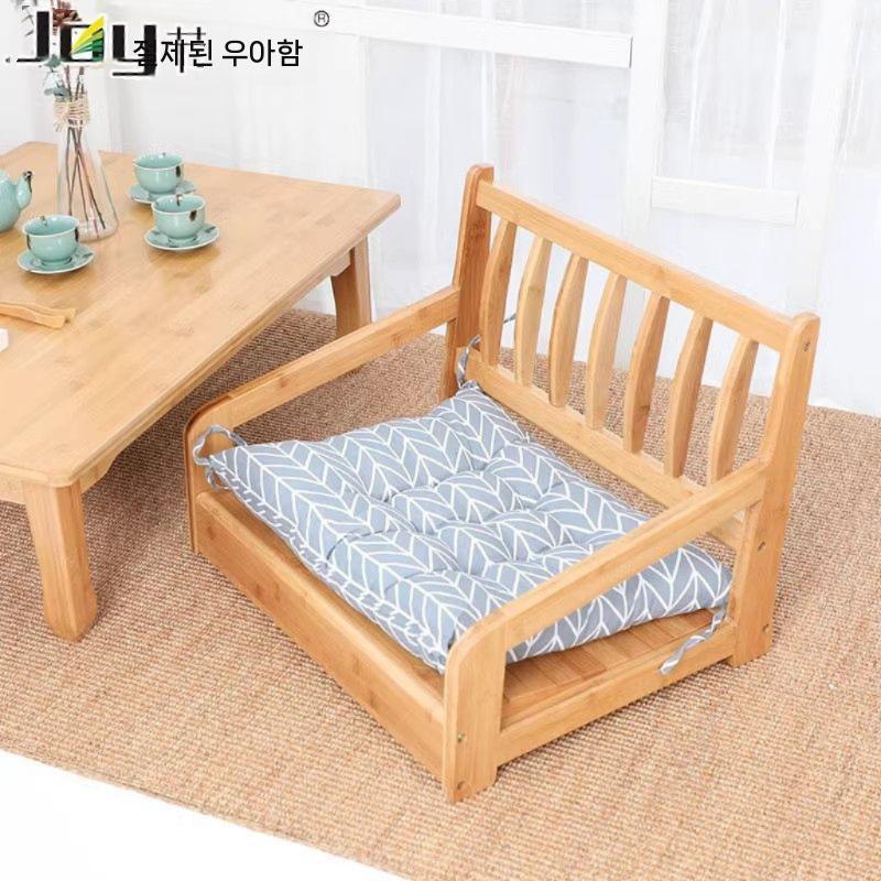 일본식 대나무 의자 체어 등받이의자 원목 다리없는 좌식 좌식의자 등받이 대나무 의자 검정 - 상세 이미지 5