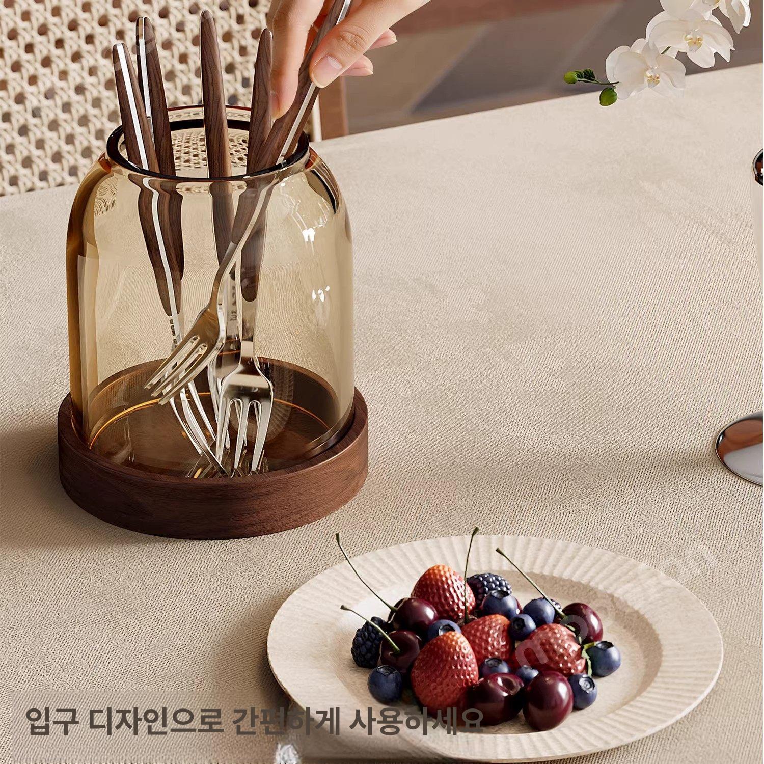 과일 우드커트러리 포크 고급스틸 과일포크 티포크 일본산 디너 고급커트러리 나이프 - 상세 이미지 4